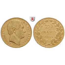 Belgien, Königreich, Leopold I., 20 Francs 1865, 5,81 g fein, ss