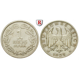 Weimarer Republik, 1 Reichsmark 1927, A, ss+/ss, J. 319