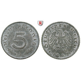Alliierte Besatzung, 5 Reichspfennig 1948, ohne Hakenkreuz, A, vz, J. 374