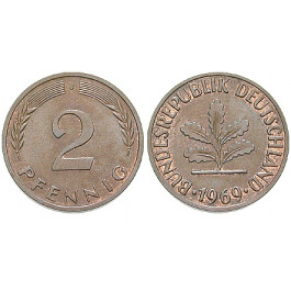 Bundesrepublik Deutschland, 2 Pfennig 1969, Auflage nur ca. 550 Exemplare., J, vz, J. 381