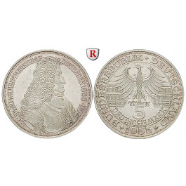 Bundesrepublik Deutschland, 5 DM 1955, Markgraf von Baden, G, st, J. 390