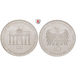 Bundesrepublik Deutschland, 10 DM 1991, Brandenburger Tor, A, PP, J. 452