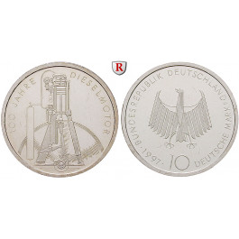 Bundesrepublik Deutschland, 10 DM 1997, Diesel, ADFGJ komplett, PP, J. 465