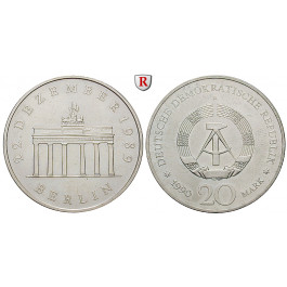 DDR, 20 Mark 1990, Brandenburger Tor, st, J. 1635