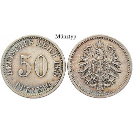 Deutsches Kaiserreich, 50 Pfennig 1876, C, ss, J. 7