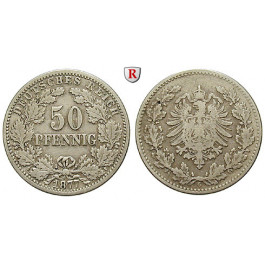 Deutsches Kaiserreich, 50 Pfennig 1877, G, s-ss, J. 8