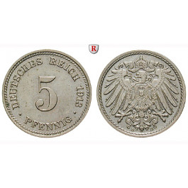 Deutsches Kaiserreich, 5 Pfennig 1913, D, f.st, J. 12