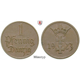 Nebengebiete, Danzig, 1 Pfennig 1923, A, ss, J. D2