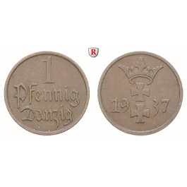 Nebengebiete, Danzig, 1 Pfennig 1937, A, ss, J. D2