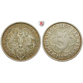Weimarer Republik, 3 Reichsmark 1927, Nordhausen, A, st, J. 327