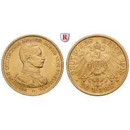 Deutsches Kaiserreich, Preussen, Wilhelm II., 20 Mark 1913, A, 7,17 g fein, vz, J. 253