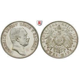 Deutsches Kaiserreich, Sachsen, Friedrich August III., 2 Mark 1914, E, vz-st, J. 134