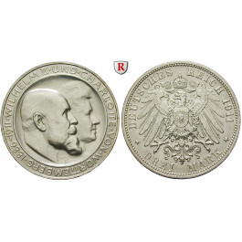 Deutsches Kaiserreich, Württemberg, Wilhelm II., 3 Mark 1911, Silberhochzeit, F, vz/vz-st, J. 177a