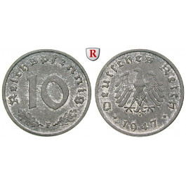 Alliierte Besatzung, 10 Reichspfennig 1947, F, vz, J. 375