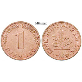 Bundesrepublik Deutschland, 1 Pfennig 1948, Bank deutscher Länder, J, f.st, J. 376