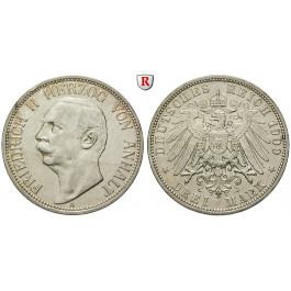 Deutsches Kaiserreich, Anhalt, Friedrich II., 3 Mark 1909, A, ss+, J. 23