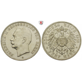 Deutsches Kaiserreich, Baden, Friedrich II., 5 Mark 1913, G, f.vz, J. 40