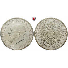 Deutsches Kaiserreich, Bayern, Ludwig III., 5 Mark 1914, D, vz, J. 53
