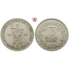 Weimarer Republik, 3 Reichsmark 1925, Rheinlande, A, vz, J. 321