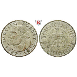 Drittes Reich, 2 Reichsmark 1933, Luther, A, vz-st, J. 352