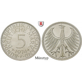 Bundesrepublik Deutschland, 5 DM 1972, Adler, G, st, J. 387