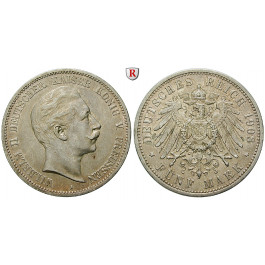 Deutsches Kaiserreich, Preussen, Wilhelm II., 5 Mark 1908, A, ss, J. 104