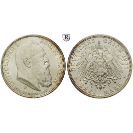 Deutsches Kaiserreich, Bayern, Luitpold, Prinzregent, 3 Mark 1911, 90. Geburtstag, D, st, J. 49