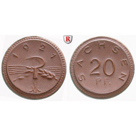 Nebengebiete, Freistaat Sachsen, 20 Pfennig 1921, vz, J. N53