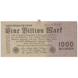 Inflation 1919-1924, 1 Bill Mark 01.11.1923, III, Rb. 126b