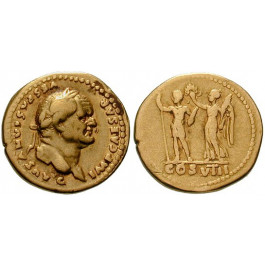Römische Kaiserzeit, Vespasianus, Aureus 77-78, ss