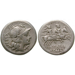 Römische Republik, M. Atilius Saranus, Denar, ss