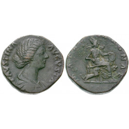 Römische Kaiserzeit, Faustina II., Frau des Marcus Aurelius, Sesterz 161-175, ss+