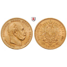 Deutsches Kaiserreich, Preussen, Wilhelm I., 10 Mark 1872, (ABBILDUNG MÜNZTYP), A, 3,58 g fein, st, J. 242
