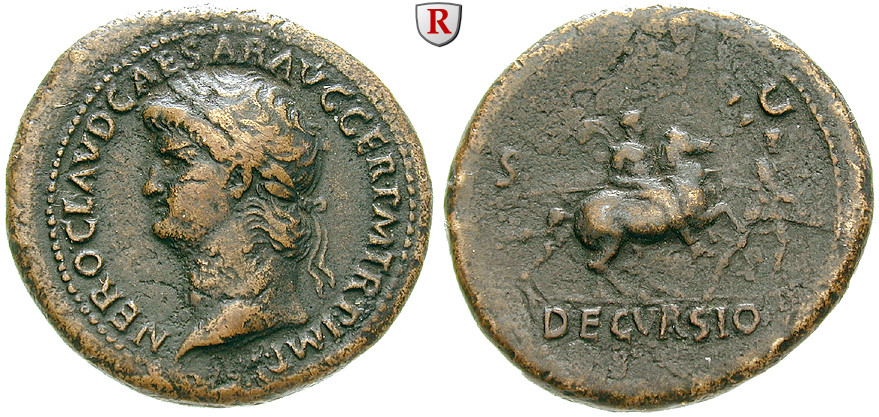 Römische Kaiserzeit, Nero, Sesterz 64, ss+