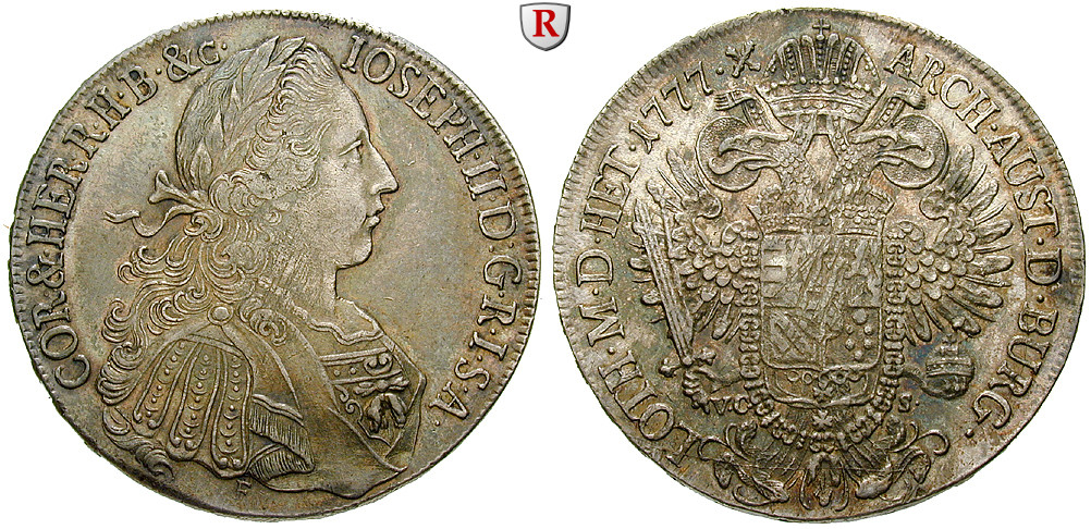 Römisch Deutsches Reich, Joseph II., Taler 1777, vz