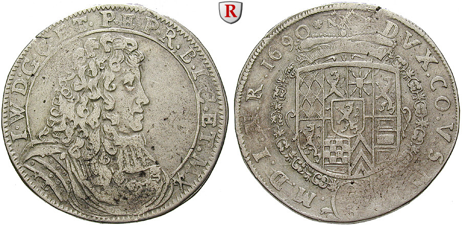 JülichKleveBerg, Herzogtum JülichBerg, Johann Wilhelm II., 2/3 Taler