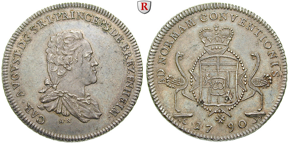 Bretzenheim, Fürstentum, Karl August, Konventionstaler 1790, vz+
