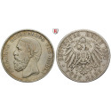 Deutsches Kaiserreich, Baden, Friedrich I., 5 Mark 1891, ohne Querstrich beim A, G, ss, J. 29F