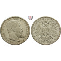 Deutsches Kaiserreich, Württemberg, Wilhelm II., 2 Mark 1899, F, ss+, J. 174
