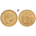 Österreich, Kaiserreich, Franz Joseph I., 10 Kronen 1896, 3,05 g fein, vz-st