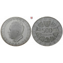 Österreich, 2. Republik, 500 Schilling 1980-1982, 15,33 g fein, vz
