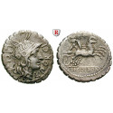 Römische Republik, L. Porcius Licinus, Denar, serratus 118 v.Chr., ss+