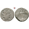 Römische Republik, Romano-kampanische Prägungen, Didrachme (Quadrigatus) 225-212 v.Chr., ss+