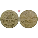 Nebengebiete, Deutsch-Ostafrika, 20 Heller 1916, Drei Blätter / Große Krone, T, prfr., J. 724b