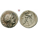 Römische Republik, M. Herennius, Denar 108-107 v.Chr., ss-vz