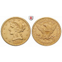 USA, 5 Dollars 1880, 7,52 g fein, ss-vz