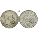 Deutsches Kaiserreich, Württemberg, Wilhelm II., 3 Mark 1914, F, vz+, J. 175