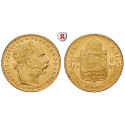 Ungarn, Franz Joseph I., 8 Forint 1891, 5,81 g fein, vz