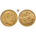 Grossbritannien, Edward VII., Sovereign 1908, 7,33 g fein, ss-vz