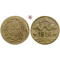 Nebengebiete, Deutsch-Ostafrika, 20 Heller 1916, Drei Blätter / Große Krone, T, f.prfr., J. 724b